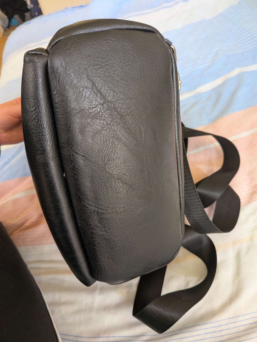 Mini Black Faux Leather Backpack - Picture 9 of 10